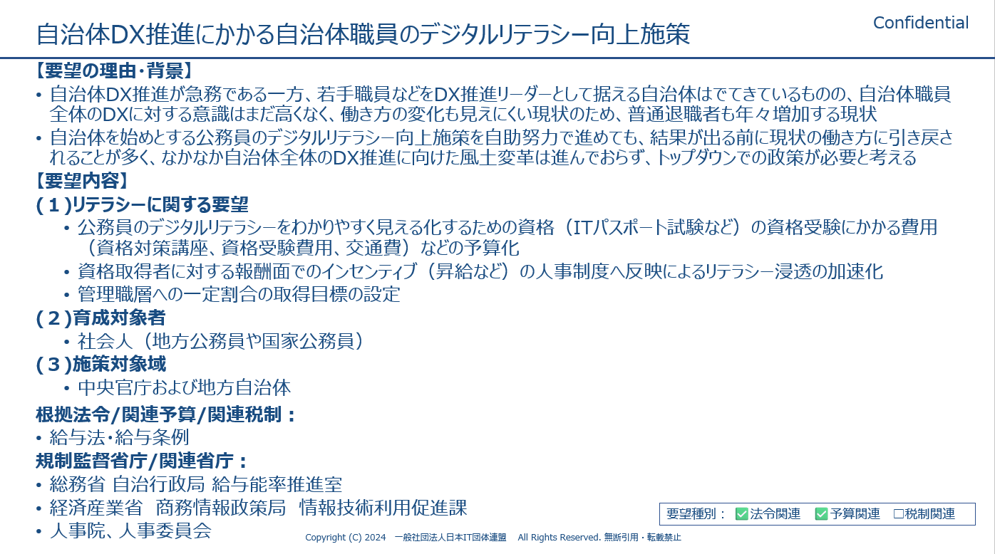 2025年5月20日 提出先：日本IT団体連盟「自治体DX推進にかかる自治体職員のデジタルリテラシー向上施策」